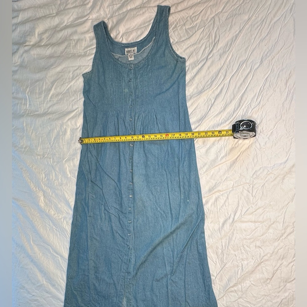 Vintage 90s Robbie Bee Chambray Tank Maxi Dress Button Front | Size 8 - Picture 9 of 12